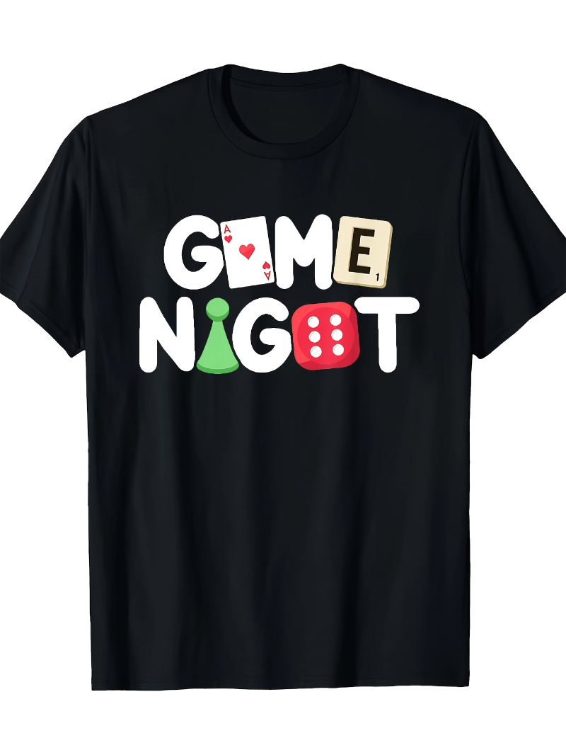 Board Game Night - 「ゲームナイトホスト」ボードゲームトリビアナイトチームメンズTシャツ 純綿ストリートウェアシャツ グラフィックTシャツ